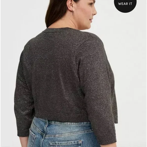 New Torrid  Metallic Open-Front shrug  - Gray Sz 3x - Picture 4 of 5